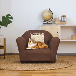 Keet Personalized Mini Plush Chair & Accent Pillow Furniture Style Cat Bed, Brown