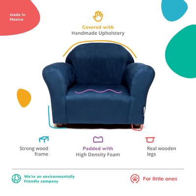 Show full view: Keet Personalized Mini Plush Chair & Accent Pillow Furniture Style Cat Bed, Navy slide 7 of 10