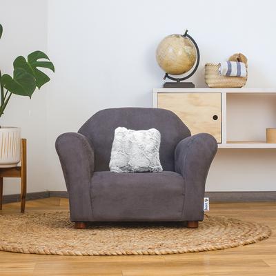 Show full view: Keet Mini Plush Chair & Accent Pillow Furniture Style Cat Bed, Charcoal slide 3 of 10