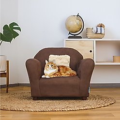 Keet Mini Plush Chair & Accent Pillow Furniture Style Cat Bed, Brown