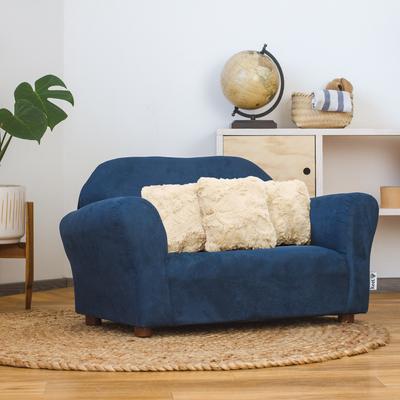 Show full view: Keet Mini Plush Sofa & Accent Pillows Furniture Style Cat Bed, Navy slide 3 of 8