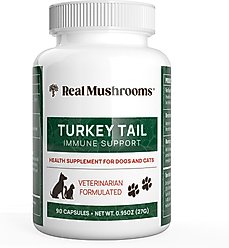 Real Mushrooms Turkey Tail Capsule Immune Supplement for Dogs & Cats, 90 count