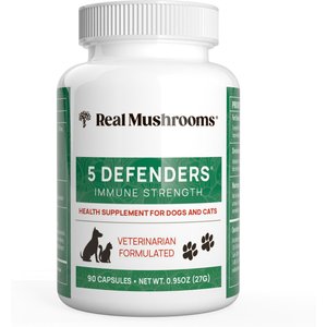 Real Mushrooms 5 Defenders Capsule Immune Supplement for Dogs & Cats, 90 count
