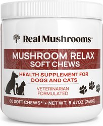 Real Mushrooms Mushroom Relax Soft Chew Calming Supplement for Dogs & Cats, 60 count
