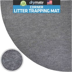 Drymate Corner Ridged Cat Litter Trapping Mat, Grey, 29.5-in x 29.5-in