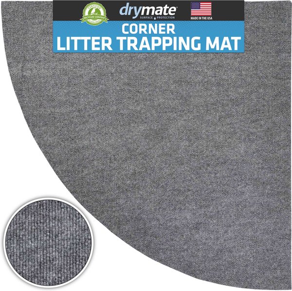 Show full view: Drymate Corner Ridged Cat Litter Trapping Mat, Grey, 29.5-in x 29.5-in slide 1 of 12