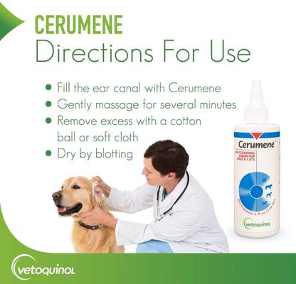 Show full view: Vetoquinol Cerumene Ear Cleaner for Dogs & Cats, 4-fl oz bottle slide 5 of 9