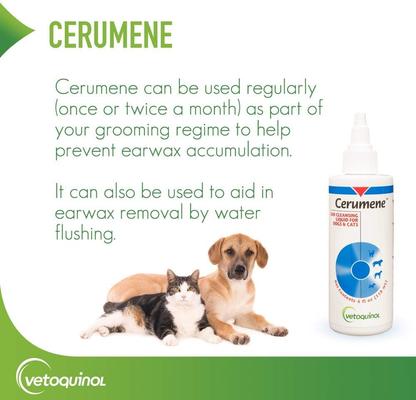 Show full view: Vetoquinol Cerumene Ear Cleaner for Dogs & Cats, 4-fl oz bottle slide 6 of 9