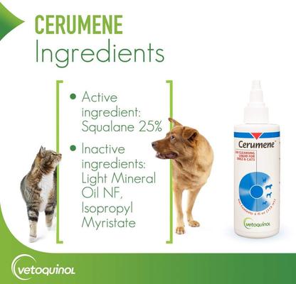 Show full view: Vetoquinol Cerumene Ear Cleaner for Dogs & Cats, 4-fl oz bottle slide 4 of 9