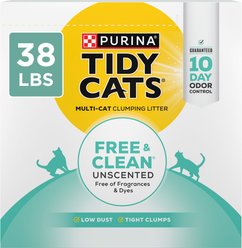 Tidy Cats Free & Clean Unscented Clumping Clay Cat Litter, 38-lb box