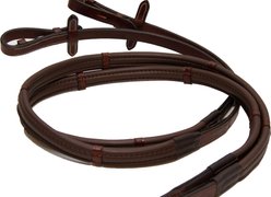 ThinLine Wrapped English Stud End Horse Reins with Hand Stops, Dark Brown, 60-in