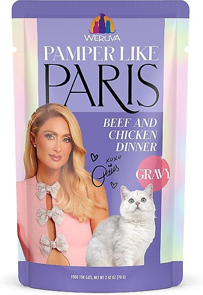 Show full view: Pamper Like Paris Beef & Chicken Dinner in Gravy Grain-Free Shredded Wet Cat Food, 2.47-oz pouch, case of 12 slide 1 of 10
