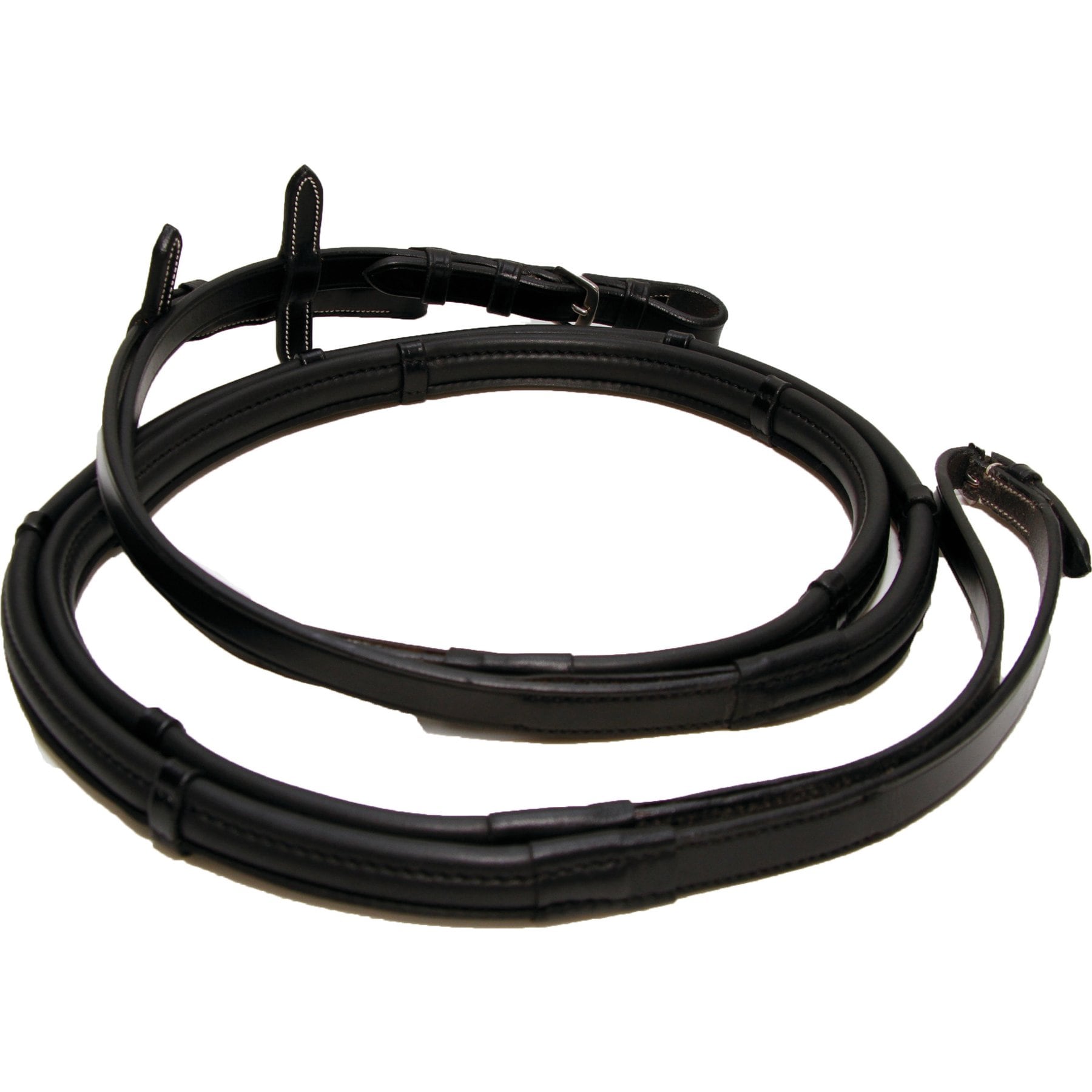 ThinLine Wrapped English Stud End Horse Reins with Hand Stops, Black, 60-in