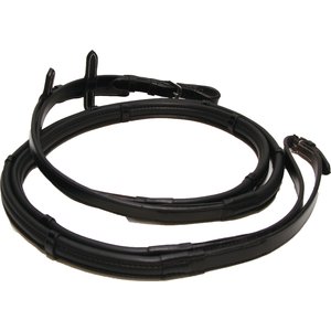 ThinLine Wrapped English Buckle End Horse Reins with Hand Stops, Black, 54-in