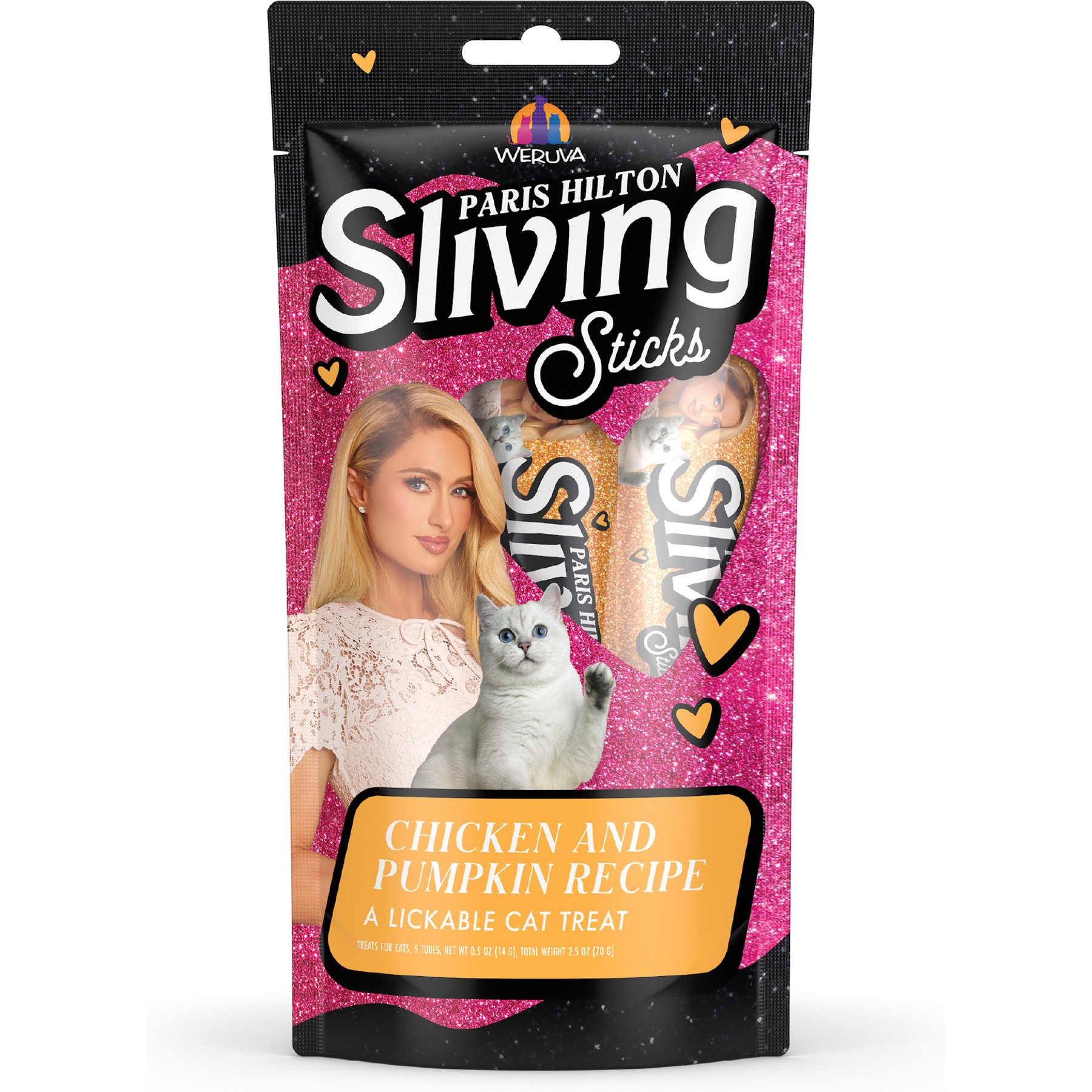 Pamper Like Paris Sliving Sticks Chicken & Pumpkin Cat Lickable Treats, 0.5-oz sachet, 5 count