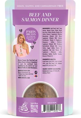 Show full view: Pamper Like Paris Beef & Salmon Dinner in Gravy Grain-Free Shredded Wet Cat Food, 2.47-oz pouch, case of 12 slide 4 of 10