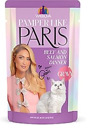 Pamper Like Paris Beef & Salmon Dinner in Gravy Grain-Free Shredded Wet Cat Food, 2.47-oz pouch, case of 12