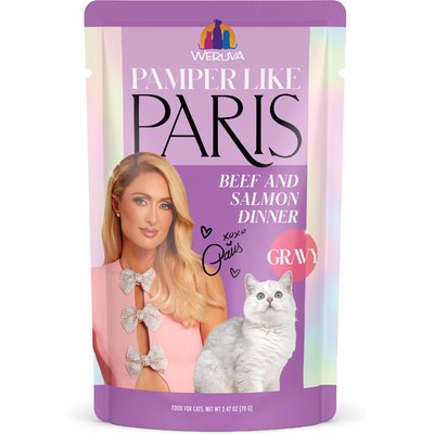 Pamper Like Paris Pamper Like Paris Beef & Salmon Dinner in Gravy Grain-Free Shredded Wet Cat Food, 2.47-oz pouch, case of 12