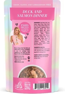Show full view: Pamper Like Paris Duck & Salmon Dinner in Gravy Grain-Free Shredded Wet Cat Food, 2.47-oz pouch, case of 12 slide 4 of 10
