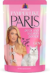 Pamper Like Paris Duck & Salmon Dinner in Gravy Grain-Free Shredded Wet Cat Food, 2.47-oz pouch, case of 12