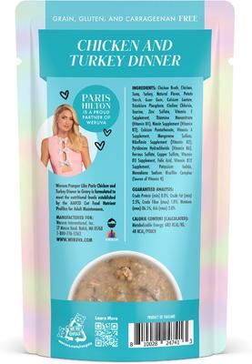 Show full view: Pamper Like Paris Chicken & Turkey Dinner in Gravy Grain-Free Shredded Wet Cat Food, 2.47-oz pouch, case of 12 slide 4 of 10