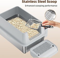 Casfuy Full/Semi Enclosed Stainless Steel Cat Litter Box with Bamboo Charcoal Bag slide 2 of 7