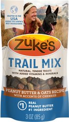 Zuke's Trail Mix Natural Peanut Butter & Oats Recipe Soft & Chewy Dog Treats, 3-oz pouch