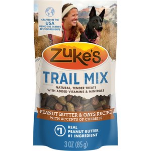 Zuke's Trail Mix Natural Peanut Butter & Oats Recipe Soft & Chewy Dog Treats, 3-oz pouch