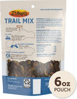 Show full view: Zuke's Trail Mix Natural Peanut Butter & Oats Recipe Soft & Chewy Dog Treats, 6-oz pouch slide 3 of 12