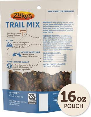Show full view: Zuke's Trail Mix Natural Peanut Butter & Oats Recipe Soft & Chewy Dog Treats, 16-oz pouch slide 3 of 12