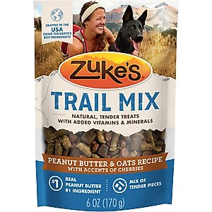 Zuke's Trail Mix Natural Peanut Butter & Oats Recipe Soft & Chewy Dog Treats, 6-oz pouch