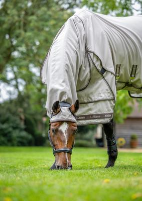Show full view: LeMieux Kudos Sweet Itch Blanket Horse Fly Sheet, Stone, 72-in slide 4 of 8