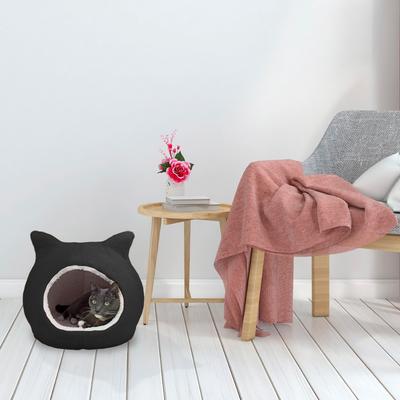 Show full view: Details Hooded Cat Bed with Removable Cusion, Large, Black slide 2 of 8