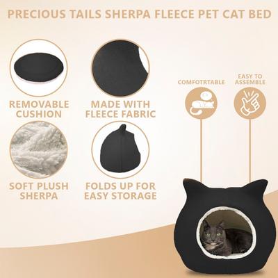 Show full view: Details Hooded Cat Bed with Removable Cusion, Large, Black slide 6 of 8