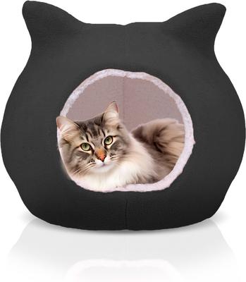Show full view: Details Hooded Cat Bed with Removable Cusion, Large, Black slide 4 of 8