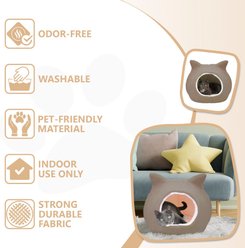 Details Hooded Cat Bed with Removable Cusion, Large, Coffee