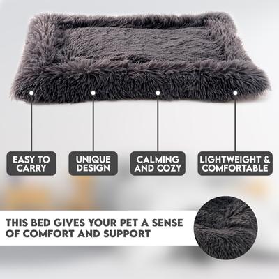 Show full view: Details Bordered Design Calming Blanket/Mat for Cats & Dogs, Gray, Large slide 6 of 7