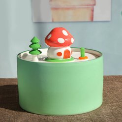 Happy & Polly Mushroom House Ceramic Cat Water Fountain, 33-oz