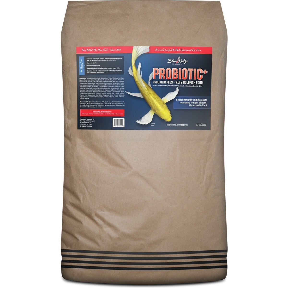 Blue Ridge Koi & Goldfish Probiotic Plus Formula Koi & Goldfish Food, 50-lb bag