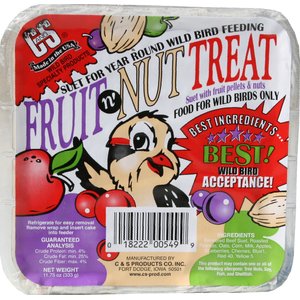 C&S Fruit n' Nut Treat Suet Wild Bird Food, case of 12