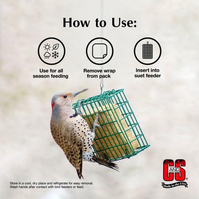 Show full view: C&S Hot Pepper Delight No Melt Suet Dough Wild Bird Food, 11.75-oz tray, 1 count slide 4 of 12