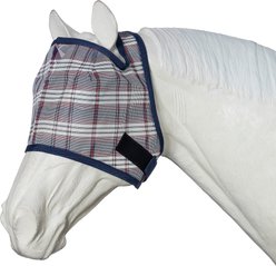 Tough1 Plaid Mesh Horse Fly Mask, Navy Blue