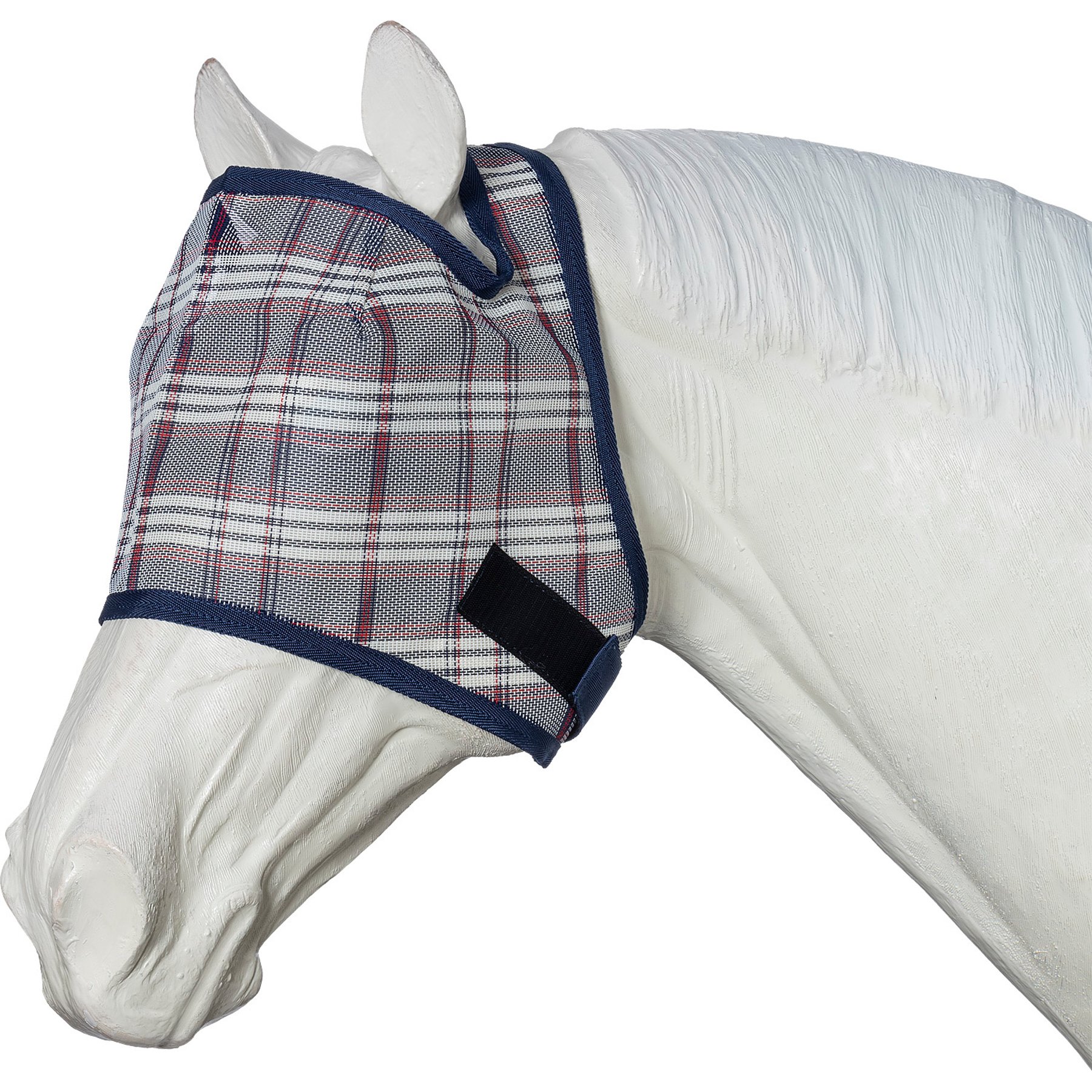 Tough1 Plaid Mesh Horse Fly Mask, Navy Blue