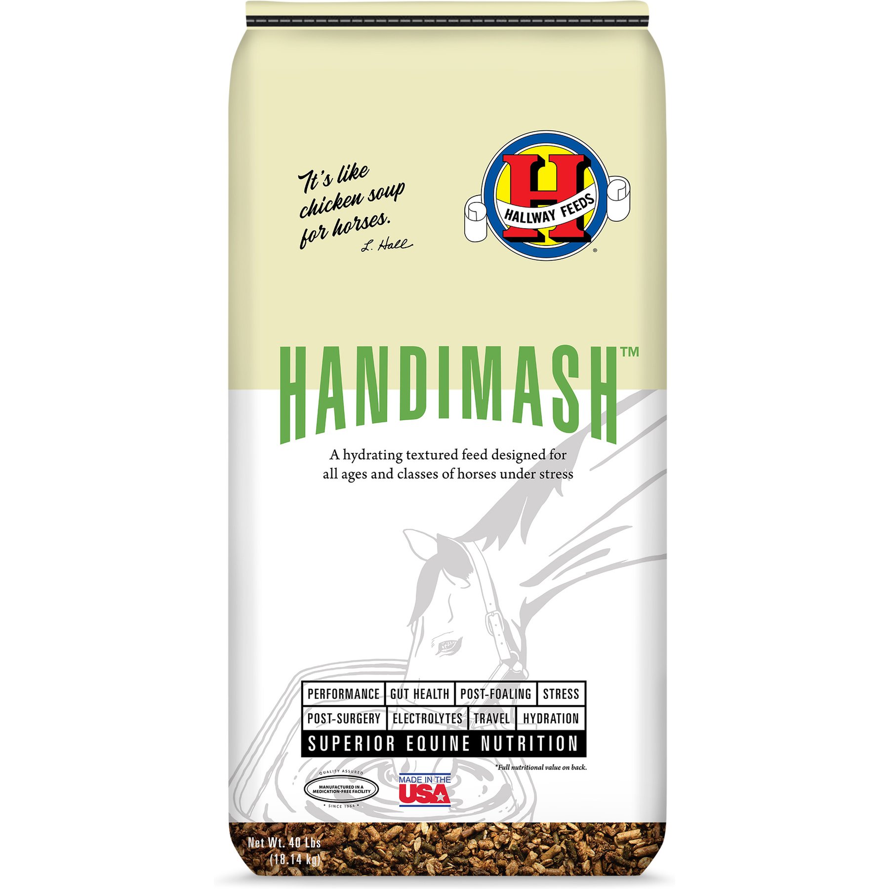 Hallway Feeds HandiMash Single-Serve Horse Feed, 40-lb bag