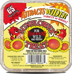 C&S Sunflower Treat Suet Wild Bird Food, 11-oz pouch, case of 12
