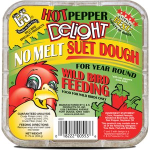 C&S Hot Pepper Delight No Melt Suet Dough Wild Bird Food, 11.75-oz tray, 1 count