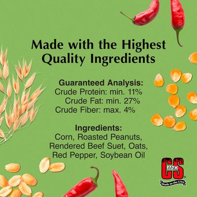 Show full view: C&S Hot Pepper Delight No Melt Suet Dough Wild Bird Food, 11.75-oz tray, 1 count slide 2 of 12