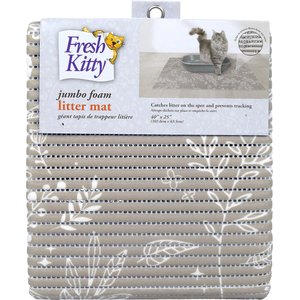 Fresh Kitty Floral Foam Cat Litter Mat, Jumbo, Taupe