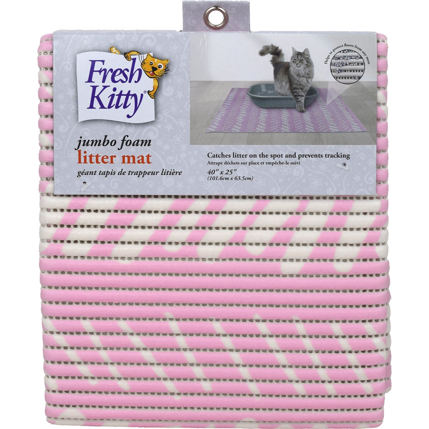 Fresh Kitty Dash Foam Cat Litter Mat, Jumbo, Pink