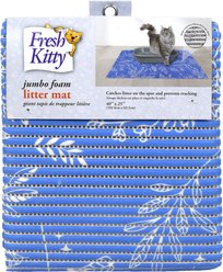 Fresh Kitty Floral Foam Cat Litter Mat, Jumbo, Blue